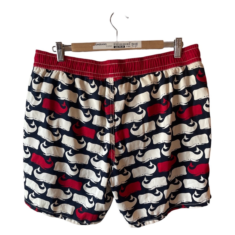 SPERRY Swim Trunks Men’s Whales Red/Navy/Ivory Lined Pockets Size L - Picture 2 of 11